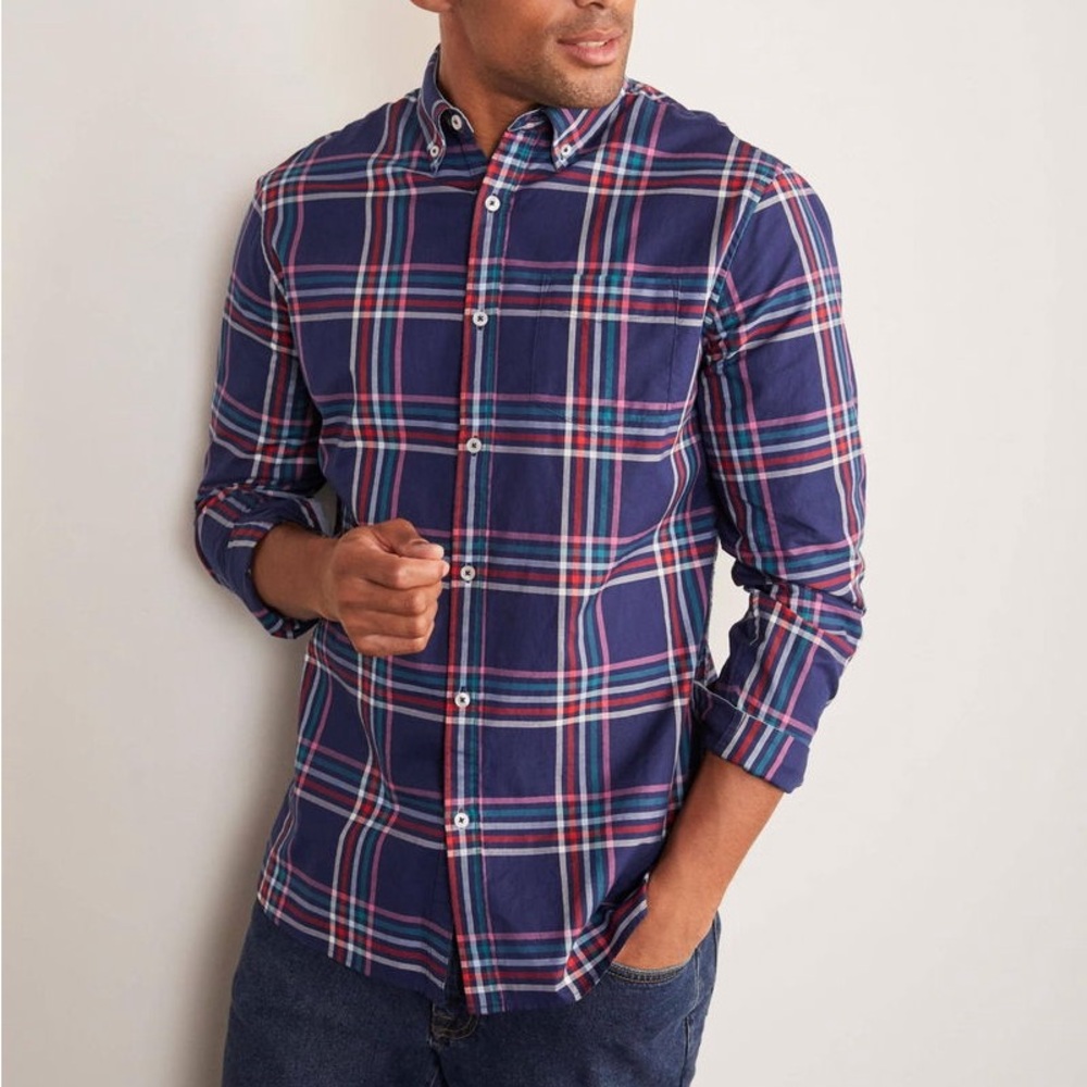Boden Casual Check Shirt in Blue Navy Multi Check